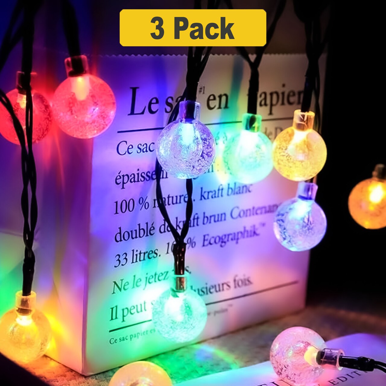 Whimsical Solar-Powered 30 LED Bubble String Lights for Gardens